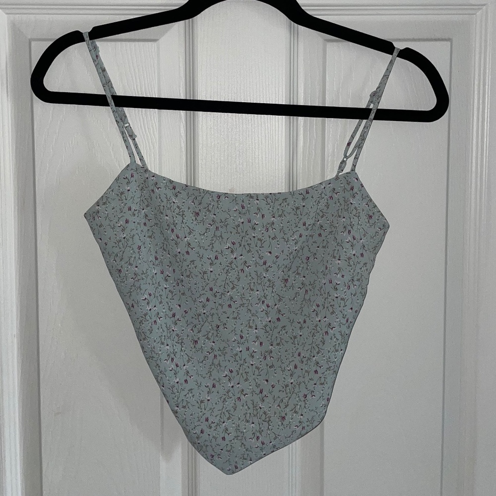 Floral Top with Gold Chain Back